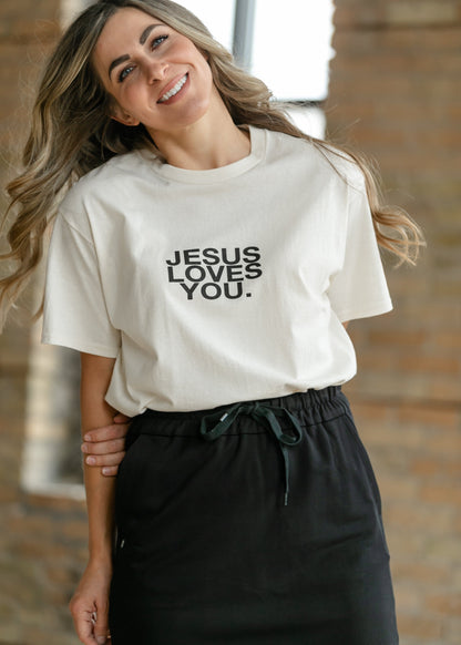 Jesus Loves You Graphic Short Sleeve Top