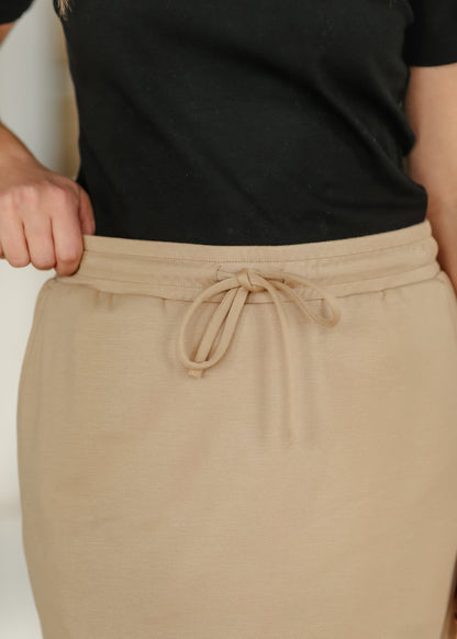 Jordan Khaki Knit Midi Skirt