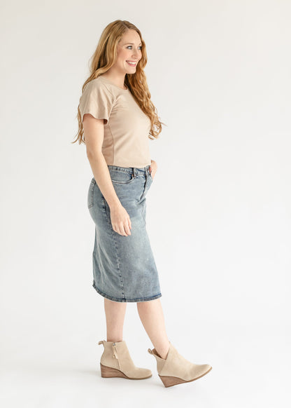 Kaitty Vintage Wash Midi Skirt - FINAL SALE