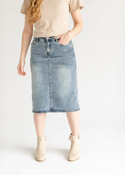 Kaitty Vintage Wash Midi Skirt - FINAL SALE