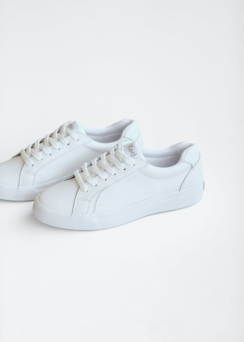 Keds® Pursuit White Leather Lace Up Sneaker - FINAL SALE