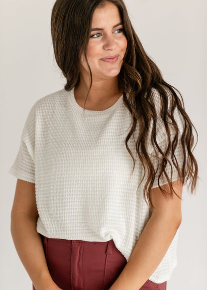Knit Drop Shoulder Short Sleeve Top - FINAL SALE