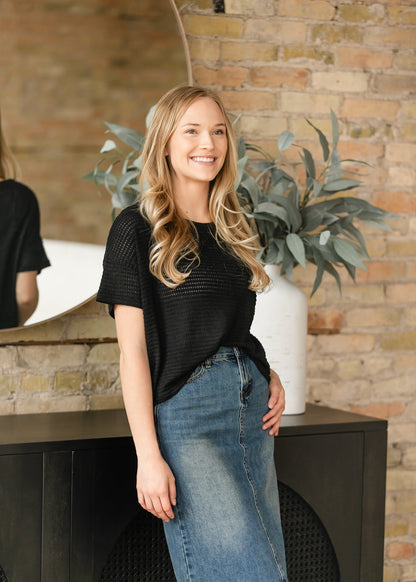 Knit Drop Shoulder Short Sleeve Top - FINAL SALE