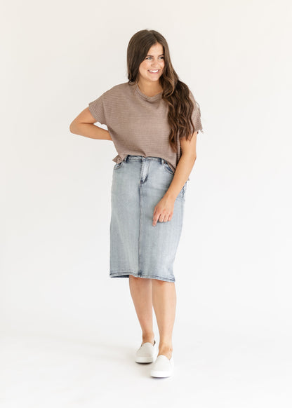 Knit Drop Shoulder Short Sleeve Top - FINAL SALE
