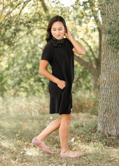 Knit Short Sleeve A-line Dress - FINAL SALE
