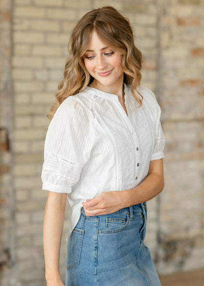 Lace Detail Button Up Top - FINAL SALE