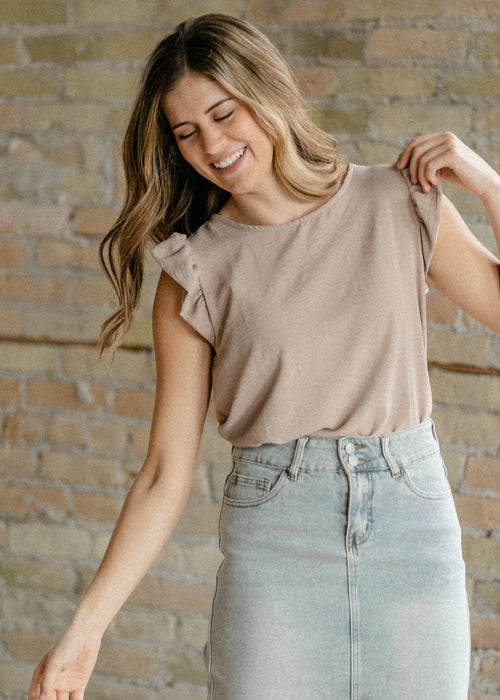 Leanne Ruffle Cap Sleeve Top