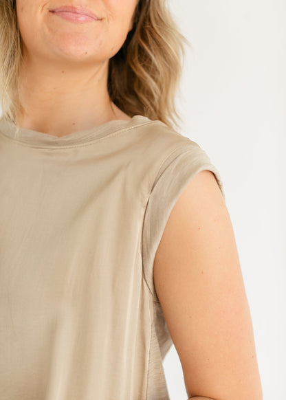 LIVERPOOL® Cap Sleeve Woven Knit Top