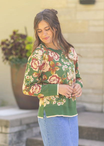 Liverpool Los Angeles® Floral Crewneck Sweater