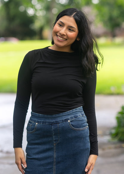 Liverpool Los Angeles® Long Sleeve Mock Neck Knit Top - FINAL SALE