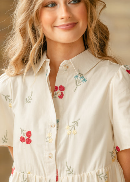 Maeve Embroidered Floral Midi Dress - FINAL SALE