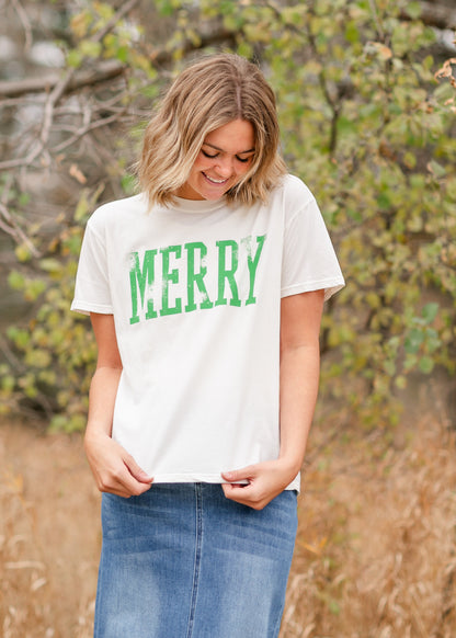 Merry Relaxed Fit Crewneck Graphic Tee - FINAL SALE