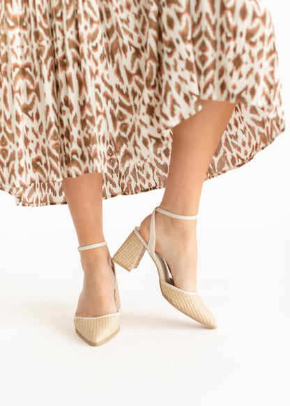 Natural Pointed Toe Ankle Strap Heel - FINAL SALE