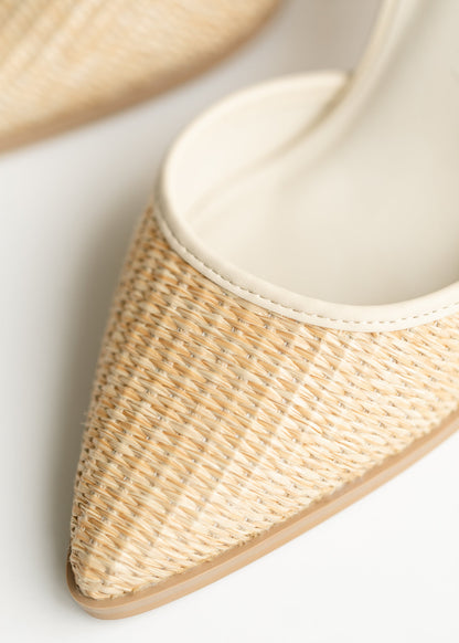 Natural Pointed Toe Ankle Strap Heel - FINAL SALE