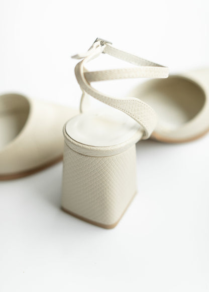 Pointed Toe Ankle Strap Block Heels