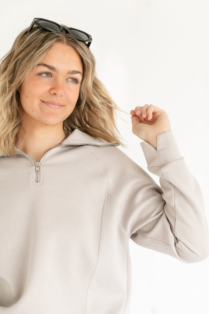 Quarter Zip Soft Modal Lounge Pullover Sweatshirt - FINAL SALE