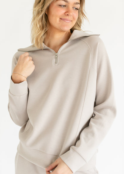 Quarter Zip Soft Modal Lounge Pullover Sweatshirt - FINAL SALE