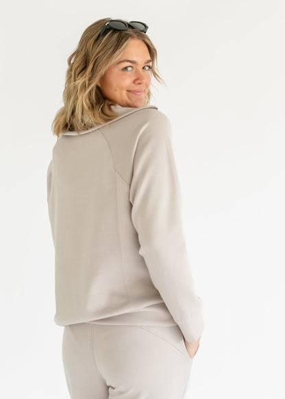Quarter Zip Soft Modal Lounge Pullover Sweatshirt - FINAL SALE