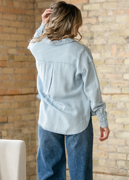 Relaxed Pinstripe Button Front Shirt - FINAL SALE
