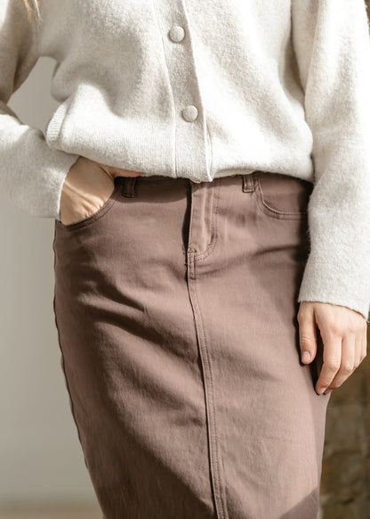 Remi Brownstone Denim Midi Skirt - FINAL SALE