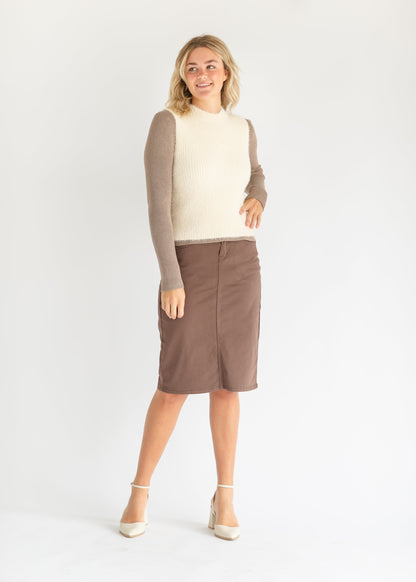 Remi Brownstone Denim Midi Skirt - FINAL SALE