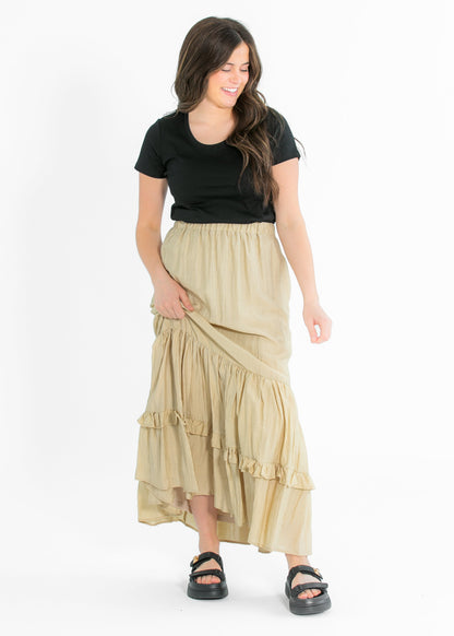 Ruffled Detail Midi Skirt - FINAL SALE