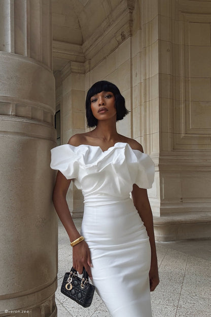 Sariya Sculptural Maxi Dress - White