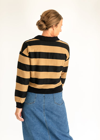 Shelley Wide Stripe Collared Knit Top - FINAL SALE