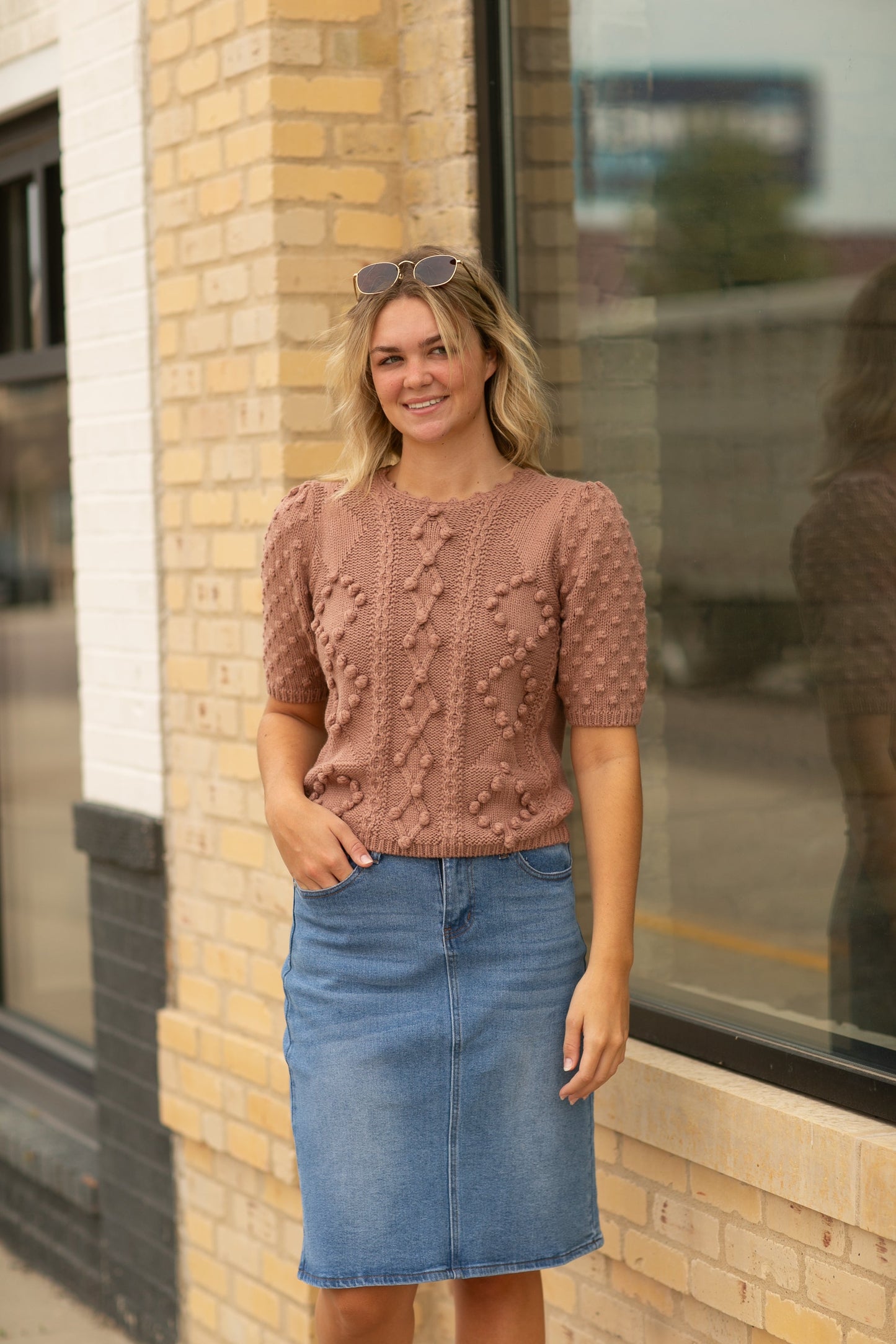 Short Sleeve Bubble Knit Sweater - FINAL SALE