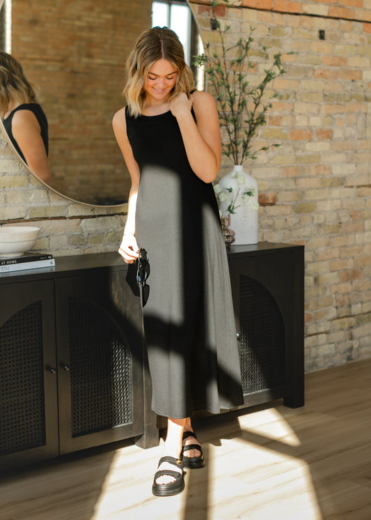 Sleeveless Flared Scoop Neck Maxi Dress - FINAL SALE