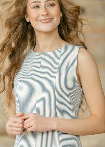 Sleeveless Pinstripe Midi Dress