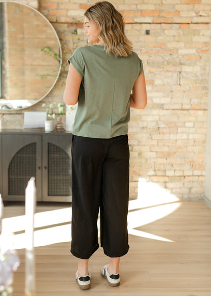 Smocked Waist Linen Feel Culottes - FINAL SALE