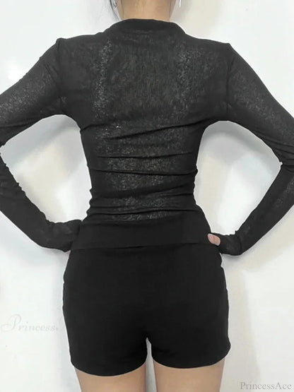 Spider Web Round-neck Knit Top