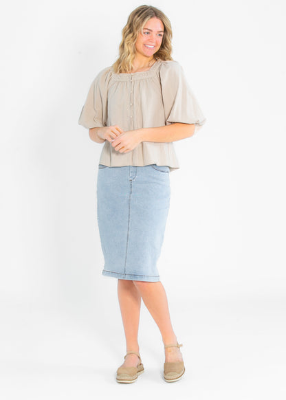 Square Neck Eyelet Lace Trimmed Top - FINAL SALE