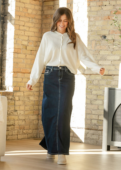 Stella Dark Wash Maxi Denim Skirt - FINAL SALE