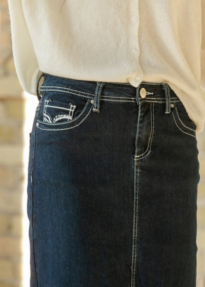 Stella Dark Wash Maxi Denim Skirt - FINAL SALE