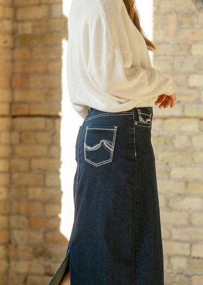 Stella Dark Wash Maxi Denim Skirt - FINAL SALE