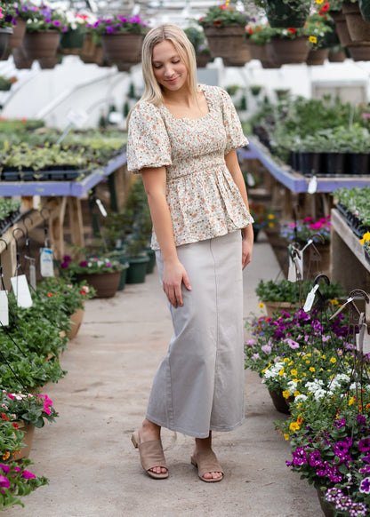 Stella Stone Gray Long Denim Maxi Skirt - FINAL SALE