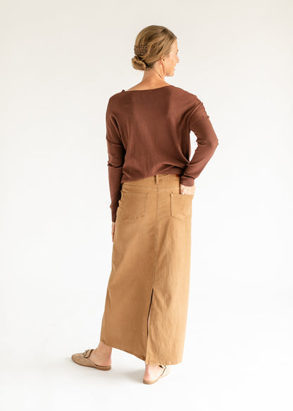 Stella Toasted Coconut Denim Maxi Skirt - FINAL SALE