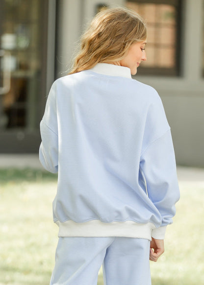 Stripe Mock Neck Sweatshirt