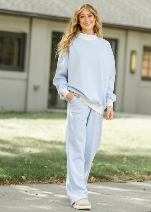 Stripe Mock Neck Sweatshirt