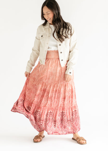 LIVERPOOL® Tiered Woven Smocked Waist Maxi Skirt - FINAL SALE