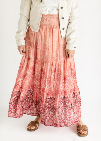 LIVERPOOL® Tiered Woven Smocked Waist Maxi Skirt - FINAL SALE