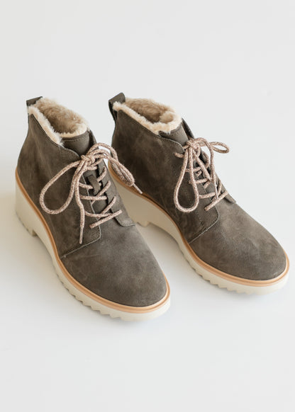 TOMS® Maude Suede Lace Up Wedge Boot - FINAL SALE