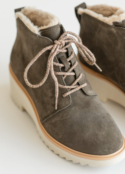 TOMS® Maude Suede Lace Up Wedge Boot - FINAL SALE